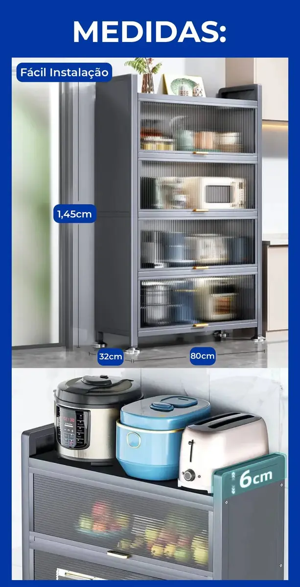 [PAGUE 1 LEVE 2] Armário Multifuncional — Organizador Resistente para Cozinha, Banheiro e Lavanderia — imagem 6